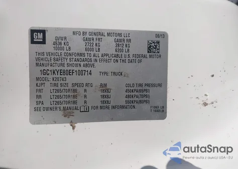 2014 Chevrolet Silverado 2500Hd Ltz from USA, damaged, VIN 1GC1KYE80EF100714